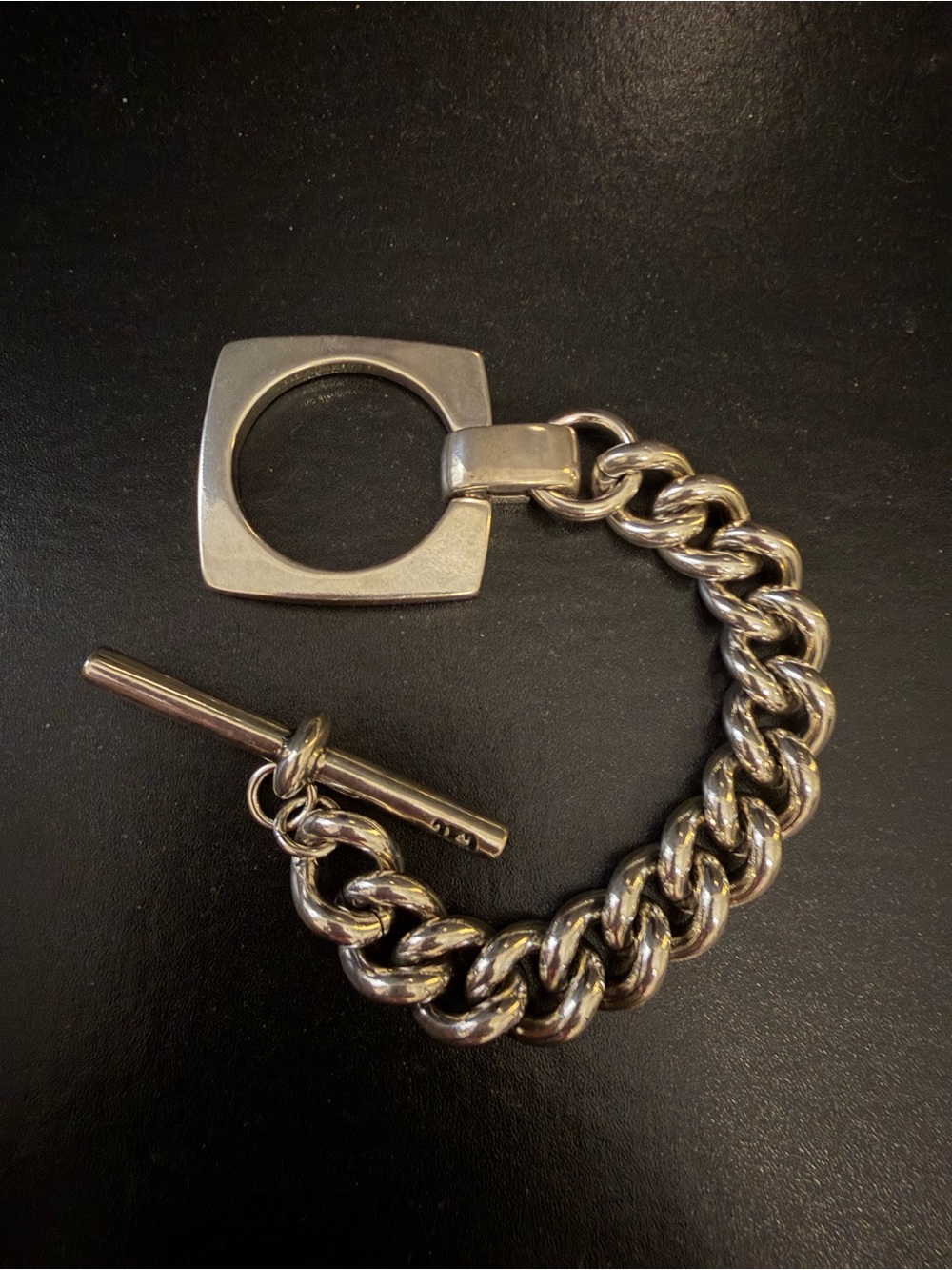 Silver Curb Chain Toggle Bracelet - Classic Link Design Vidda from Spain